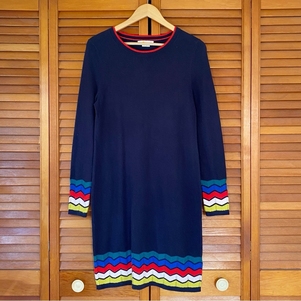 Boden Dress Womens Size US 8 Rainbow Chevron Striped Wool Cashmere Cotton Blend